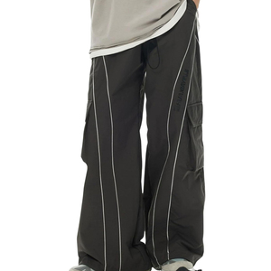 Pantalones de chándal de forro polar grueso con logo personalizado al por mayor para hombre, estilo vintage, holgados, de pierna ancha, para invierno, joggers, pantalones de calle - Product Image 5