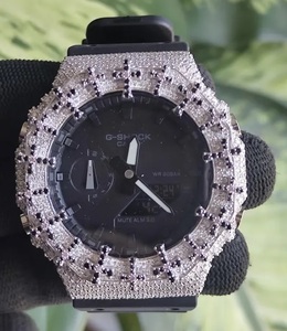 นาฬิกาข้อมือสีดำประดับเพชรแบบ Iced Out สไตล์ฮิปฮอป เครื่องประดับหรูหรา ประดับเพชรดำแบบ VVS - Product Image 1