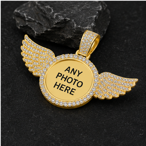 Hip Hop Style Angel Wings Photo Pendant Fine Jewelry 925 silver Moissanite Diamond Picture Memorial Necklace Iced Charms Gift - Product Image 5