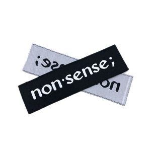 Étiquettes tissées personnalisées avec nom privé, logo blanc coupé droit, étiquettes à coudre pour vêtements - Product Image 5