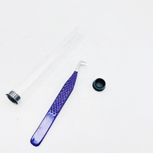 Pince à cils personnalisée violet de type L, poignée en diamant, acier durable pointu poli à 90 degrés avec revêtement de logo de couleur - Product Image 3