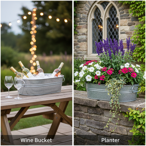 Cubo de hielo de hierro galvanizado, tina para bebidas, cubo enfriador de botellas de cerveza con asa - Product Image 5