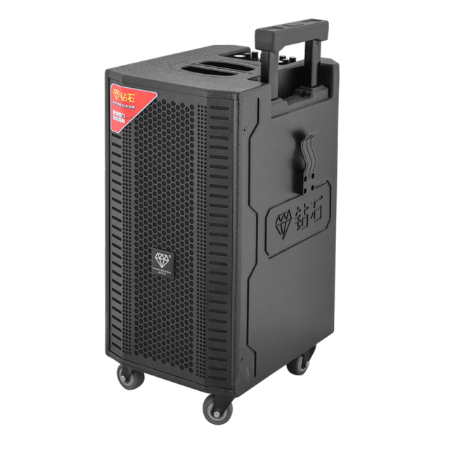 Wholesalers Big Power 8'' Trolley Portable Speaker with Wheels Karaoke Machine with Microphone and Guitar Input Long Playtime