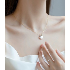 Collar Barroco de Lujo con Perla Natural de Agua Dulce, Plata S925 Chapada en Oro, Estrella Dulce, Ligero, Simple y Elegante - Product Image 3