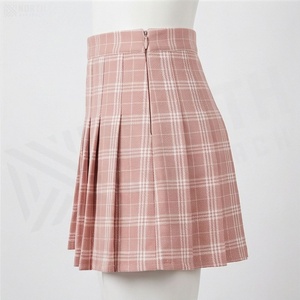 Mini-jupe plissée à taille haute à carreaux pour femme, style preppy, en coton et polyester tissé, confortable, toutes saisons - Product Image 3
