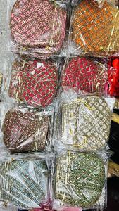 High Quality Sequin Beaded Potli <b>Bag</b> Multi Color Embroidered Clutch Handbag 100% Pure Cotton Lining Drawstring <b>Purse</b> Cases <b>Set</b> - Product Image 4