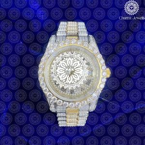 Montre de luxe pour homme Charm_Jewells en acier inoxydable, boîtier de 40 mm, accent diamant, verre saphir, mouvement mécanique analogique, 10 bars - Product Image 4