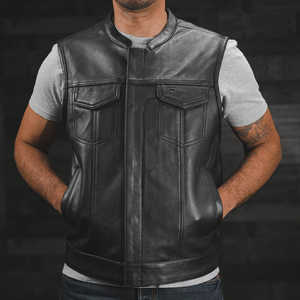 Gilet en cuir pour motard Sharp Shooter pour homme - Product Image 5