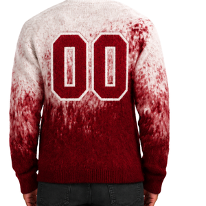 Pull en maille dégradé rouge et blanc pour homme, col rond, manches longues, personnalisé, style streetwear décontracté, mode hiver, vente en gros - Product Image 2