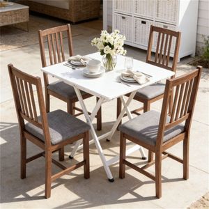 Set di 4 Sedie Grigie per Sala da Pranzo e Soggiorno, Adatte per Cucina e Giardino - Product Image 4