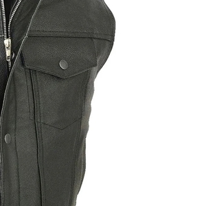 Gilet en cuir pour homme coupe-vent, léger, en cuir véritable, sans manches, avec logo personnalisé, vêtements en cuir décontractés - Product Image 5