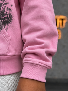 <b>Pink</b> Unisex Hooded Zip-Up Fleece <b>Sweatshirt</b> with Digital Printing Oversized Formal Winter Wear 100% Cotton - Product Image 3