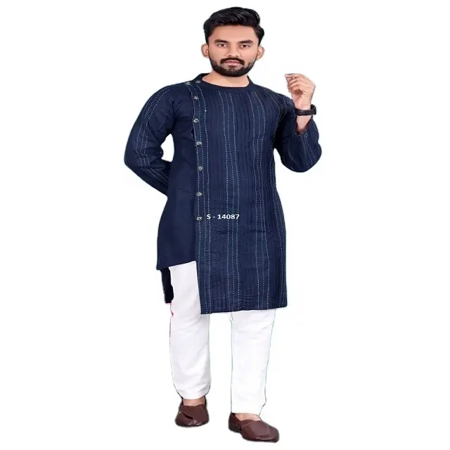 Pyjama indien droit Kurta pour hommes, vêtements ethniques à la mode