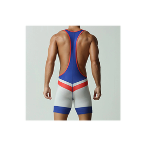 Men's Blue <b>White</b> Red V-Neck Color Blocked Gym Singlet Sporty Spandex Polyester Breathable <b>Tank</b> <b>Top</b> For Bodybuilding Fitness Wear - Product Image 2