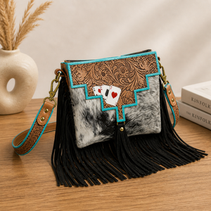 Sac bandoulière en cuir de vachette style western avec franges, sac à main bohème pour cowgirl |   Sac à main à franges pour femmes, artisanal de qualité supérieure, design de créateur - Product Image 3