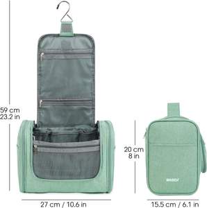 Bolsa de Aseo Colgante Grande Resistente al Agua, Organizador de Maquillaje y Cosméticos de Viaje para Mujeres y Hombres, Verde, con Espacio para Tijeras de Pelo - Product Image 5