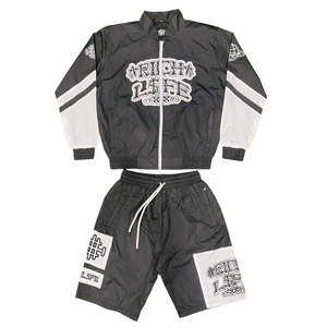 Conjunto Deportivo Rojo Rich Life para Hombre, Chaqueta y Pantalones Cortos de Poliéster, Ropa Deportiva de Verano, Transpirable, Cuello Alto, Estilo Deportivo - Product Image 3