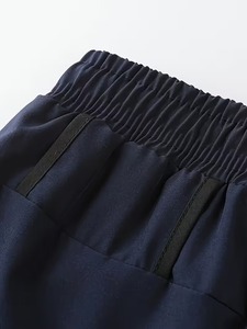 Custom Logo Men's Navy Blue Running Shorts With Black Inner <b>Layer</b> Drawstring Waist Sporty Style Quick Dry Fabric Short Length - Product Image 4