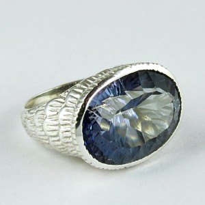 Bagues en argent sterling 925 avec topaze mystique arc-en-ciel de forme ovale, style bohème, serties clos, certifiées, bijoux indiens, vente en gros, collection été - Product Image 2