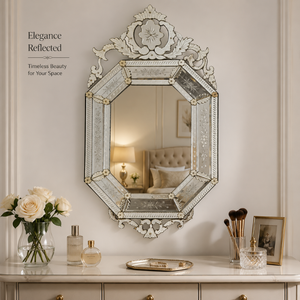 Miroir mural décoratif classique de luxe de style baroque vénitien avec cadre sculpté orné |   Miroir en verre vintage pour la décoration intérieure - Product Image 4