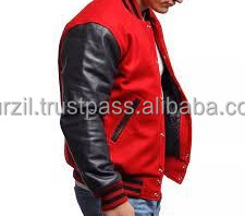 High Quality Custom Wool Varsity <b>Jacket</b> <b>Real</b> <b>Leather</b> Sleeves Unisex Heavyweight Buttons Closure Stand Adults All Seasons Model - Product Image 4