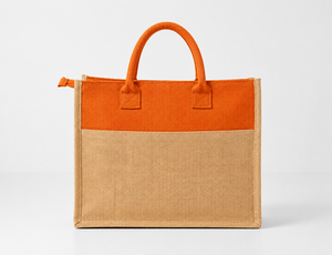 Orange Jute Shopping <b>Bag</b> Large Top Handle <b>Gift</b> Tote Especially For You Tag - Product Image 5