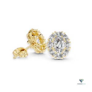ต่างหูเพชรทรงรี 1.69 กะรัต เพชรเลี้ยงในห้องปฏิบัติการ ประดับด้วยเพชรแบบ Halo ตัวเรือนทองคำแท้ 14K ต่างหูแบบคลัสเตอร์คลาสสิกสำหรับผู้หญิง เครื่องประดับอันหรูหรา - Product Image 2
