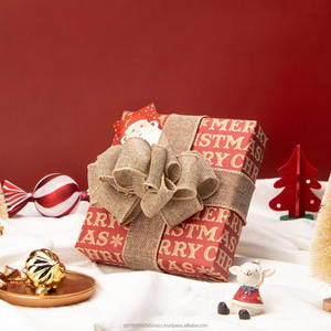 100% Jute Eco-Friendly Durable Burlap Wired Edge Ribbon 1-1/2 Inch X 10 Meters Natural <b>Big</b> <b>Bow</b> Wreath Tree Outdoor Decoration - Product Image 2