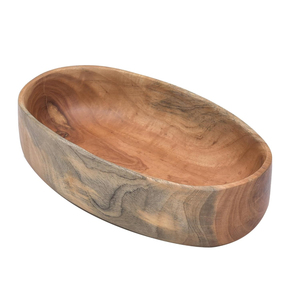 Bol à salade en bois d'acacia au design unique et finition naturelle, grand bol rond de service, vaisselle en bois écologique pour la décoration de cuisine - Product Image 3