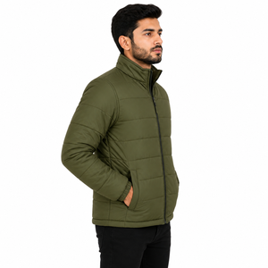 Vestes matelassées pour hommes de couleur unie, chaudes et rembourrées, manteaux matelassés à manches longues, coupe-vent d'hiver, vente en gros OEM USA - Product Image 3