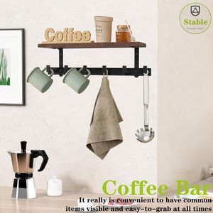 Appendiabiti da Parete Resistente con Mensole in Legno e Ganci per Casa o Ufficio - Product Image 2