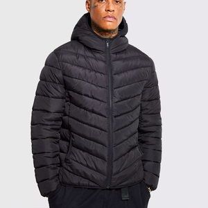 Chaqueta Acolchada para Hombre, de Invierno, Rellena de Algodón, Resistente al Viento, Transpirable, Diseño Casual con Parches, Estilo Urbano, Corte Regular, Negro Gris - Product Image 1