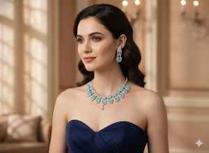 Parure de collier et boucles d'oreilles en laiton de qualité supérieure pour mariée, style ethnique classique, idéale pour les mariages et les fiançailles - Product Image 4