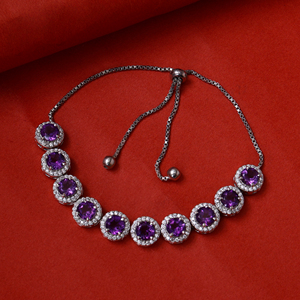 925 Sterling Silver <b>Amethyst</b> Fine <b>Bracelet</b> for Women Adjustable Jewelry Fashionable Classic Style Anniversary Party Gift Product - Product Image 2