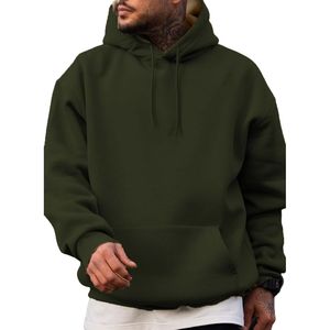 Sudadera con Capucha Verde para Hombre, Sudadera Premium con Capucha, Manga Larga, Estilo Casual Urbano, con Bolsillo Canguro, Forro Polar - Product Image 1