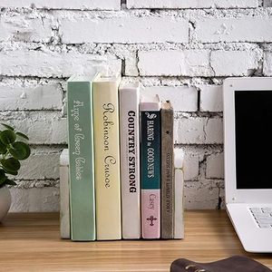 ที่วางหนังสือเซรามิกรูปตัว L สไตล์หินอ่อนสีขาวหรูหรา พร้อมลายเส้นสีทองตกแต่ง สำหรับวางหนังสือบนโต๊ะทำงานที่บ้านหรือสำนักงาน - Product Image 5
