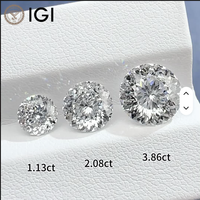 Pierre de laboratoire HPHT CVD, taille brillant ronde, couleur D, pureté VVS2 VS2, excellente taille, 1-5 carats, certifiée IGI, origine Chine