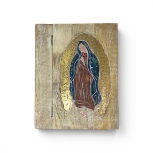 Boîte à chapelet artisanale en bois de manguier écologique Aqdus Saleem avec feuille d'or et coffret cadeau - Cadeau religieux en gros - Product Image 1