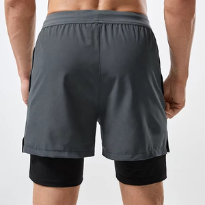 Men's High Street Double <b>Layer</b> Breathable Eco-Friendly Polyester/Mesh Fitness Gym Training Sports Shorts Quick Dry Workout - Product Image 5