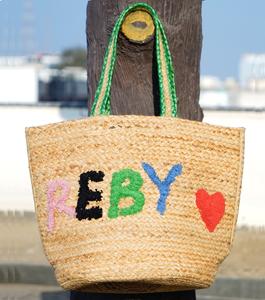 Bolso Tote Bohemio de Yute de Gran Capacidad para Mujer, Personalizable con Iniciales Bordadas, Ecológico, Hecho a Mano, Tipo Bandolera - Product Image 5