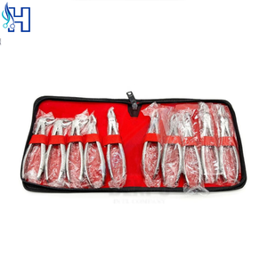 Ensemble de forceps d'extraction dentaire en acier inoxydable, poignée moletée, instruments chirurgicaux de classe I, utilisation manuelle, couleur argent - Product Image 1
