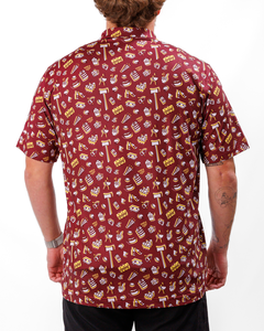 เสื้อโปโลแขนสั้นลายสีแดงสำหรับผู้ชาย ผ้าฝ้ายทอลายระบายอากาศดี ติดกระดุมด้านหน้า ทรงปกติ - Product Image 3