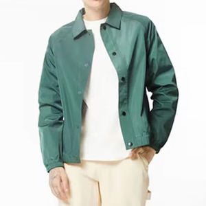 Men's <b>Coaches</b> Jackets Custom Satin Single-Row Button Stand Collar Solid Pattern Casual Style <b>Coaches</b> Jacket For Online Sale - Product Image 5