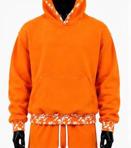 Ensemble de survêtement unisexe à capuche orange, coupe régulière, réversible, pour l'hiver, en polyester/coton, 2 en 1 - Product Image 3