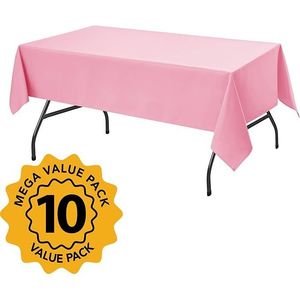 10 Pack 60 X 84 Inches Rectangle Polyester <b>Tablecloths</b> Pink Stain Resistant and Washable for 4 Foot Tables - Product Image 3