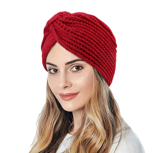 Autumn and Winter Knitted Cross Twisted Hat Ethnic Headscarf Hat Women Ladies Headscarf <b>Bonnet</b> suitable for outdoor use Warm - Product Image 3