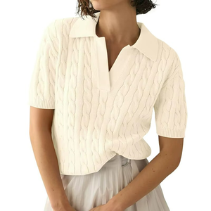 Ladies Fashion <b>Sweaters</b> Woman <b>Pullovers</b> <b>Sweater</b> Solid Color Casual Knitted <b>Pullover</b> Polo Shirt Knitted <b>Sweater</b> - Product Image 1