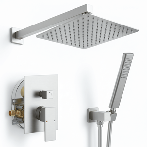 Sistema Doccia Maschio NPT in Nichel Spazzolato con Soffione a Pioggia da 10 Pollici e Set Rubinetto a Maniglia per Bagno e Vasca - Product Image 3