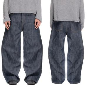 Jean pour homme en denim japonais selvedge lourd, lavable, délavé au sable, vintage, style streetwear hip-hop, coupe baggy à jambe large, bleu indigo - Product Image 1