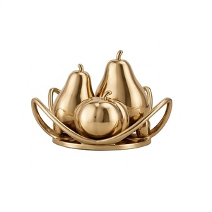 Aluminium Metal Ruby Gold Plated Fruit Basket Decorative <b>Object</b> Irregular Shape Modern Tabletop Home Decoration Single Piece - Product Image 1